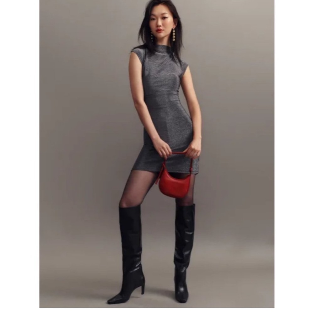 Reformation Alden Metallic Silver Dress